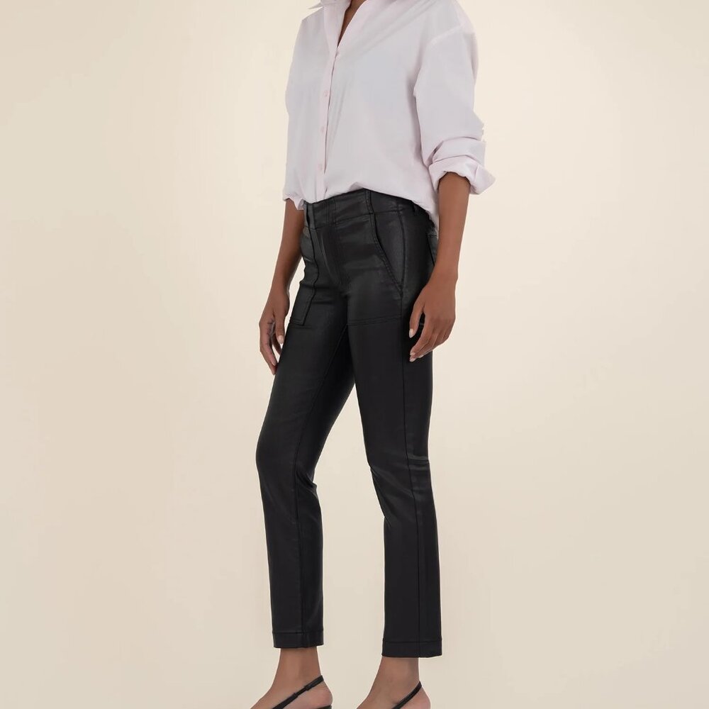 Kut From The Kloth Reese Coated Ankle Straight Leg  BLK Size 4